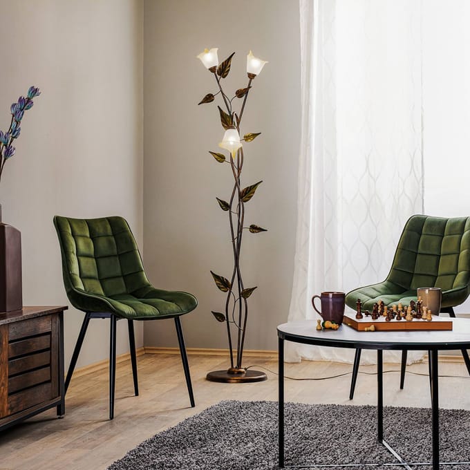 ONLI Vloerlamp Miranda in Florentijnse stijl, brons