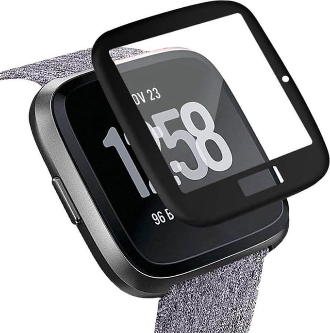 KELERINO. Screenprotector geschikt voor Fitbit Versa (Lite) - 3D Fullcover - Gehard glas