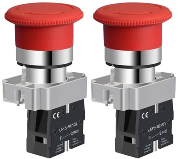 Rode Paddestoel Noodstop Drukknop 22MM - Veiligheidsstopschakelaar 10A 660V