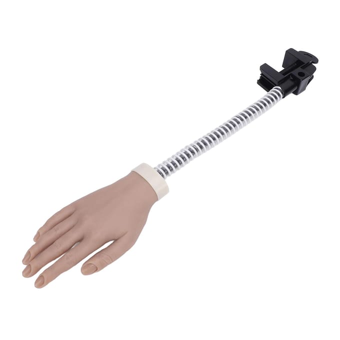 Siliconen Nagel Oefen Trainingshand met Klembasis Flexibel Verplaatsbaar Manicure Trainingsmannequin white