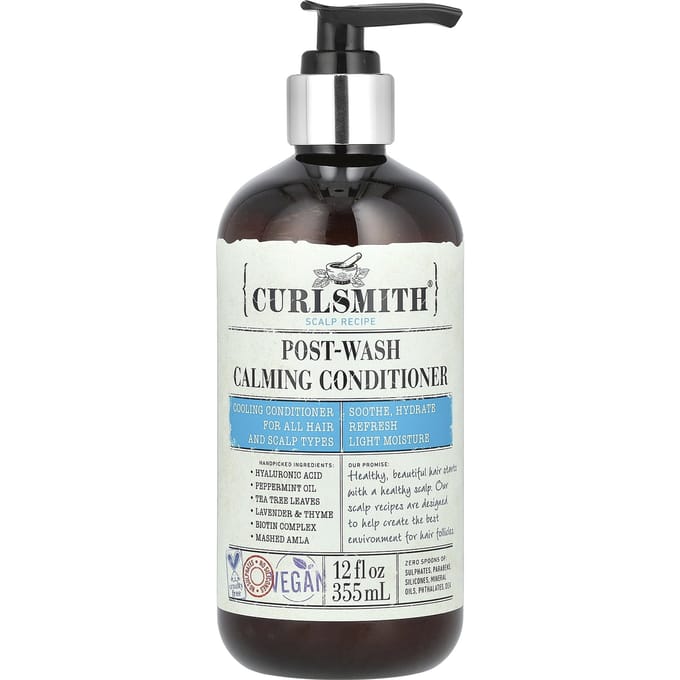 Curlsmith, Après-shampoing apaisant après-lavage, pour tous les types de cheveux et de cuir chevelu, 12 fl oz (355ml) white
