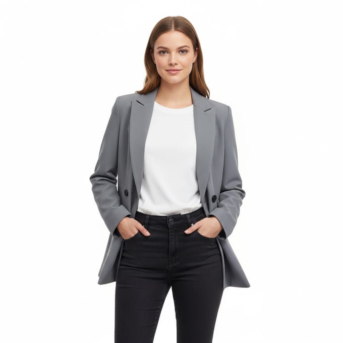 Oversized Blazer Dames - Colbert - Mode - Grijs - Maat S