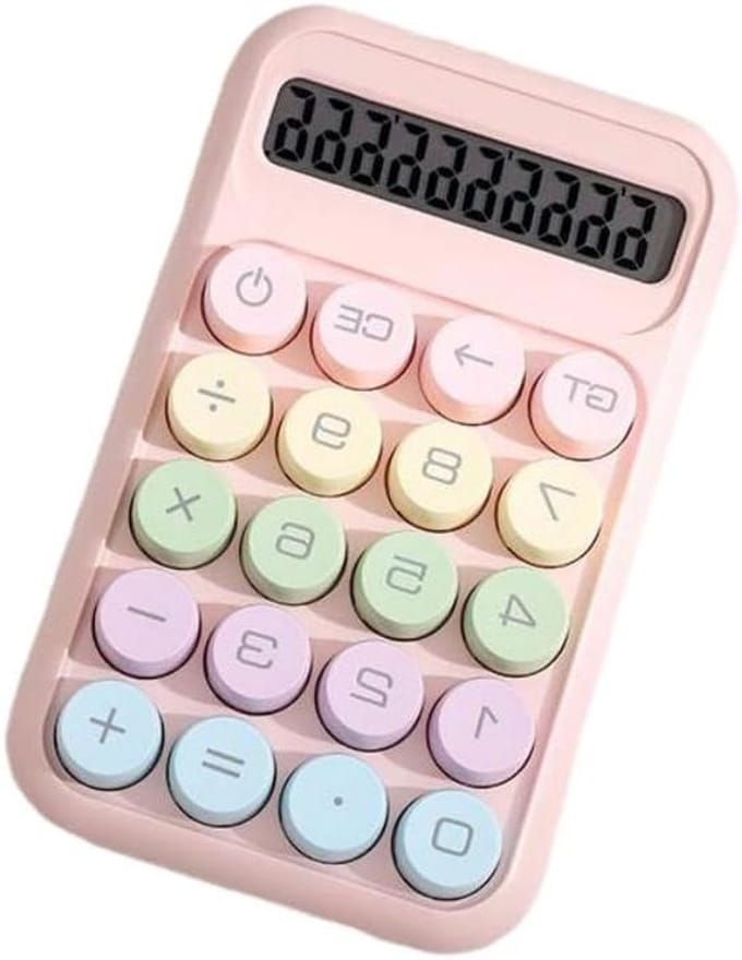 Draagbare Rekenmachine - Kantoor Rekenmachine - Dagelijkse Berekeningen - 10-Cijferig LCD Display - Compact Formaat - Roze