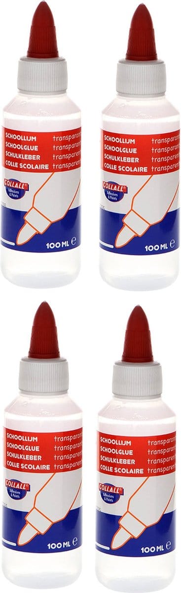 4x Schoollijm transparant - Totaal 400ml - Collall