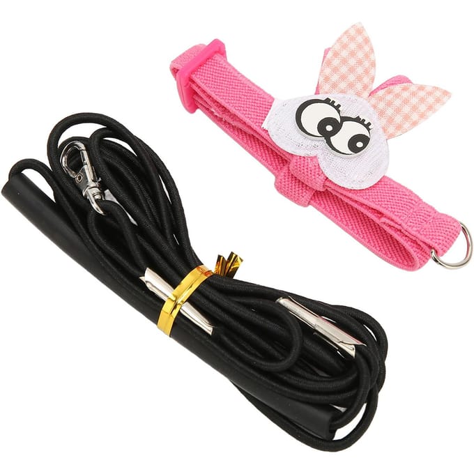 Harnais Laisse Réglable Ultra Léger Corde de Traction pour Oiseau Perroquet M M pink