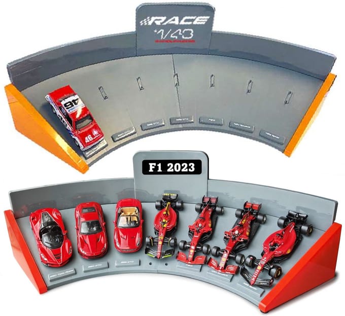 Bburago Race Model Stand - Modelauto - Schaal 1:43 - Grijs/Rood