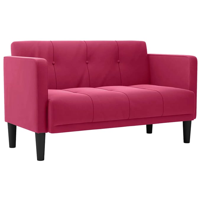 vidaXL - Loveseat - bank - wijnrood - 111 - cm - fluweel