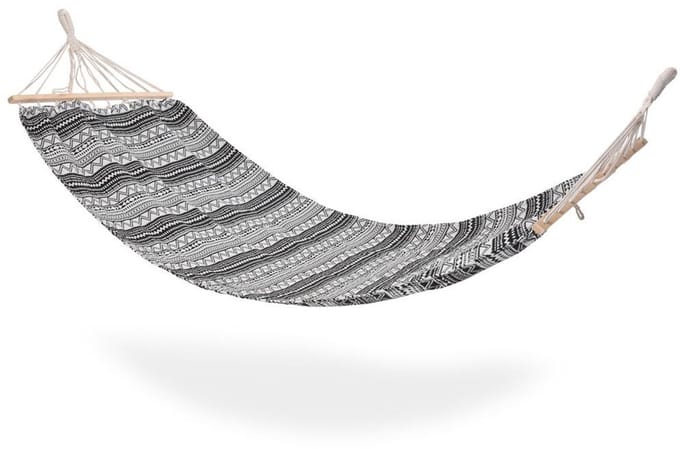 Ambiance - Hangmat - 200x80 cm - Eenpersoons - Wit/Zwart