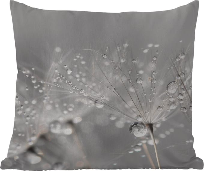 Buitenkussen - Paardenbloem - Waterdruppels - Stilleven - Modern - 45x45 cm - Weerbestendig