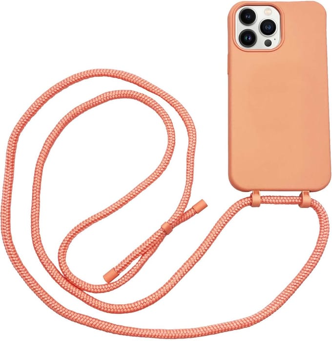 Høyde - Geschikt voor iPhone 13 Pro Max - Telefoonhoes met koord - Oranje