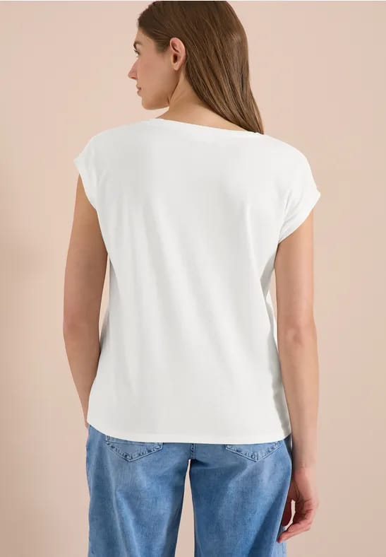 Shirt met overhangende schouders en V-hals