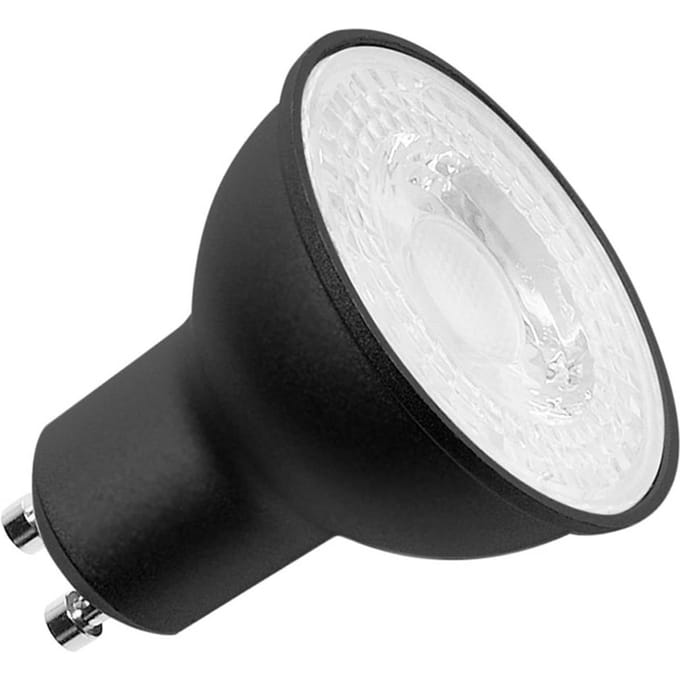 SLV LED reflectorlamp GU10, 6 W, 3.000K, dimbaar, zwart