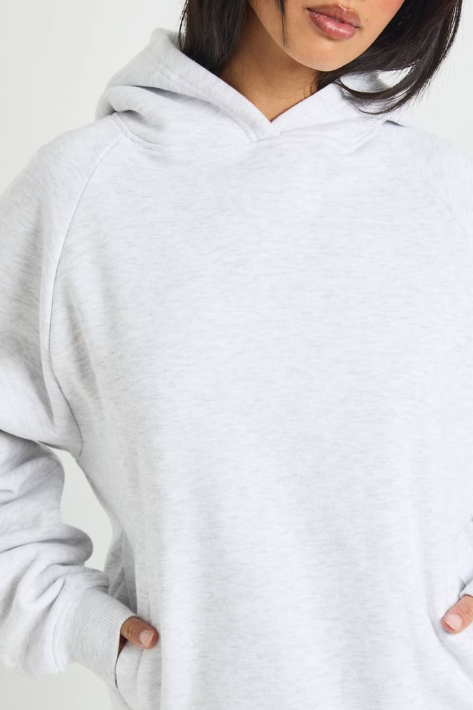 boohoo Dames Petite Raglan Naad Oversized Hoodie | Asgrijs | Maat: Medium