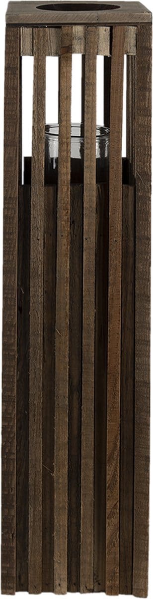 Clayre & Eef Windlicht 14x14x54 cm Bruin Hout