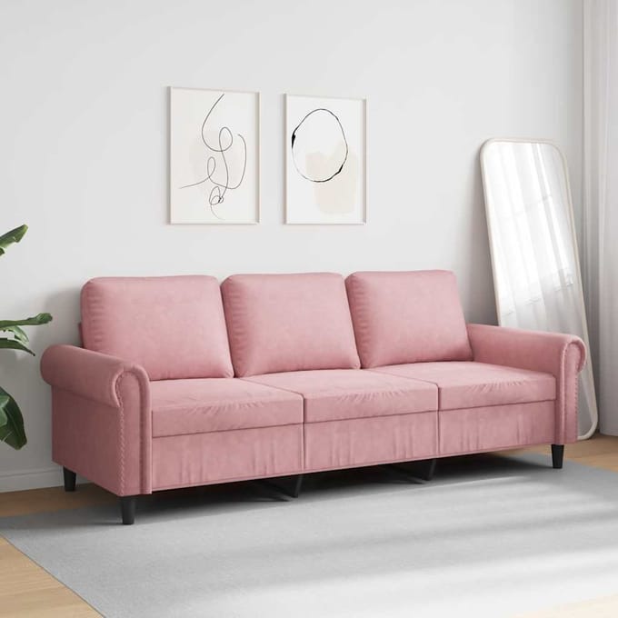vidaXL - Driezitsbank - 180 - cm - fluweel - roze