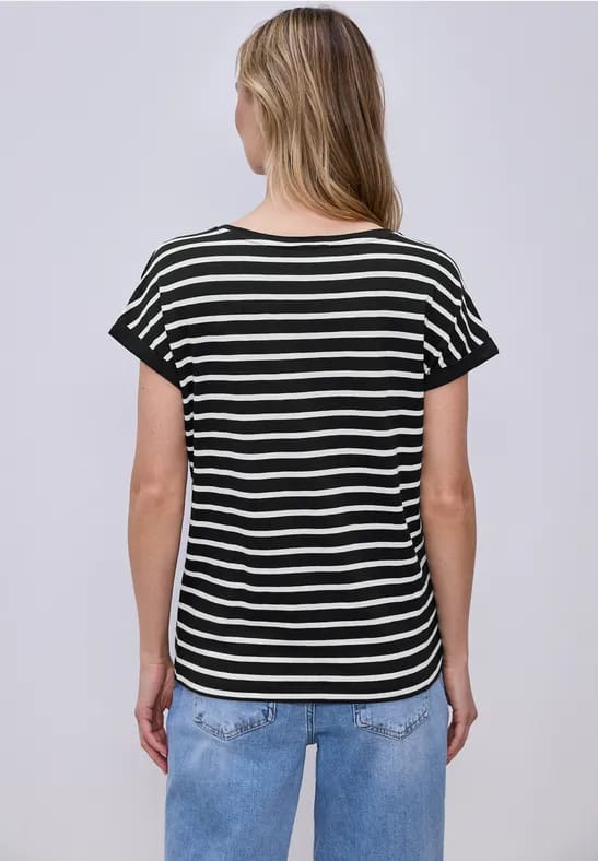 Shirt met hangende schouder en strepen