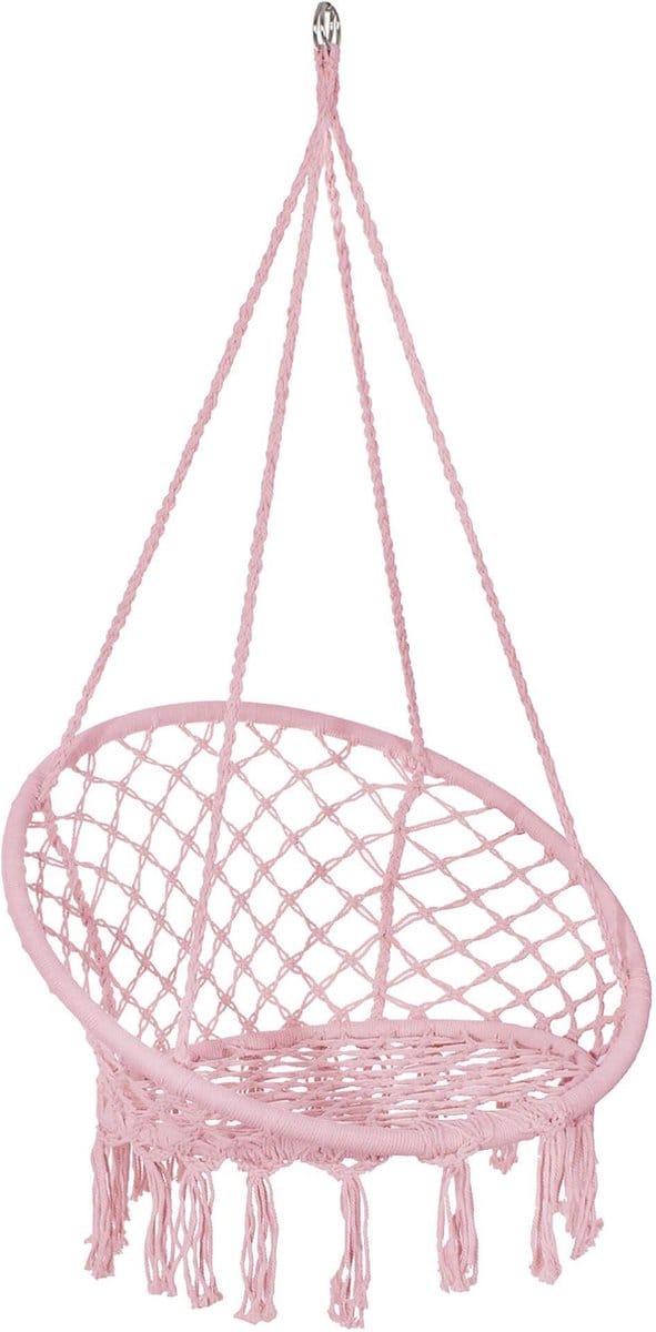 Springos Hangstoel | Binnen & Buiten | Belastbaar tot 150 kg | 120 x 79 cm | Roze