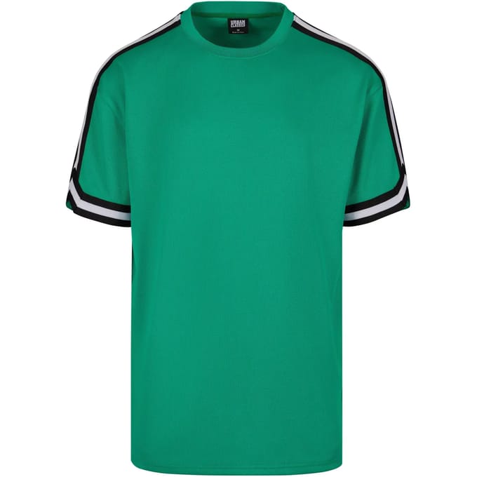 Urban Classics - Oversized Stripes Mesh Heren T-shirt - S - Groen