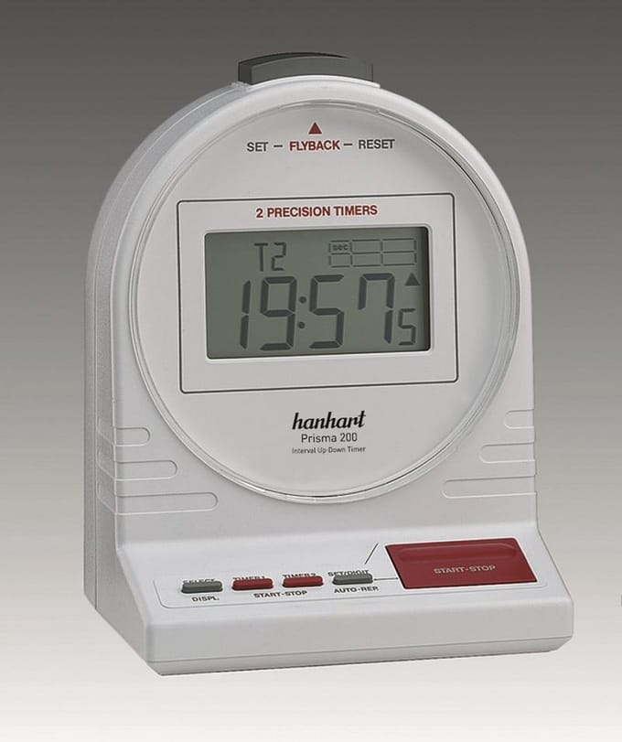 Hanhart tafel timer digitaal model Prisma 200 625.2625-00 1/100 sec. / 1/100 min. wit