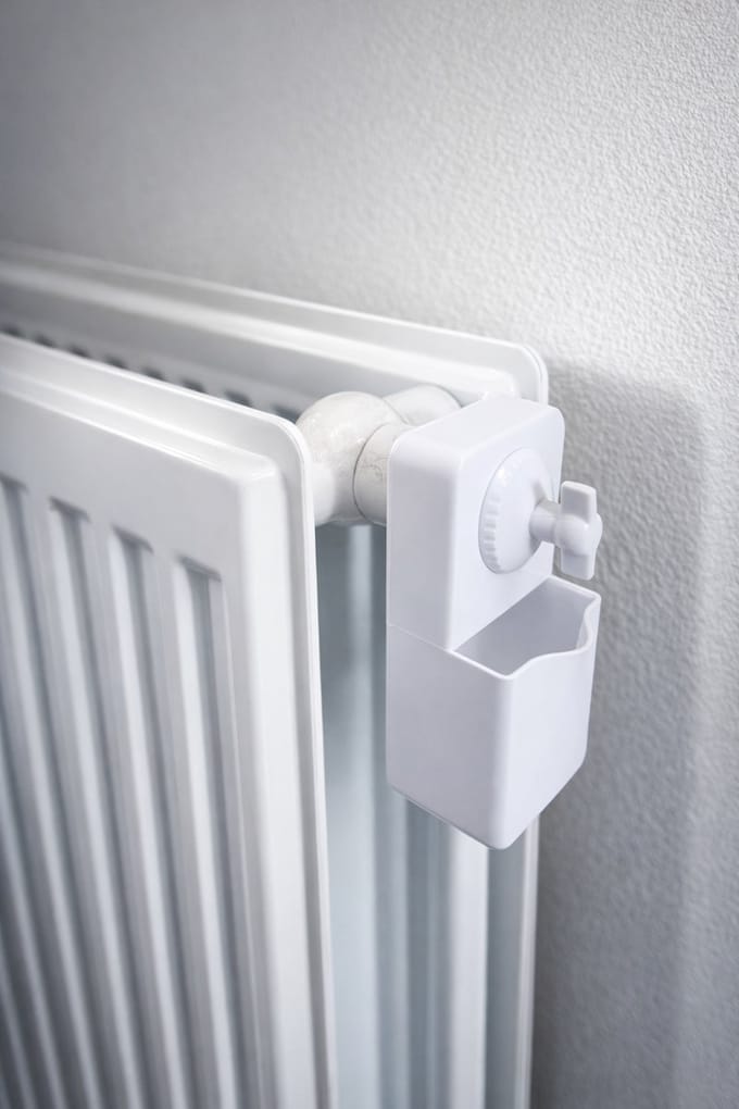 AMK - Radiator ontluchter met opvangbak - wit - kunststof - ontluchtingssleutel