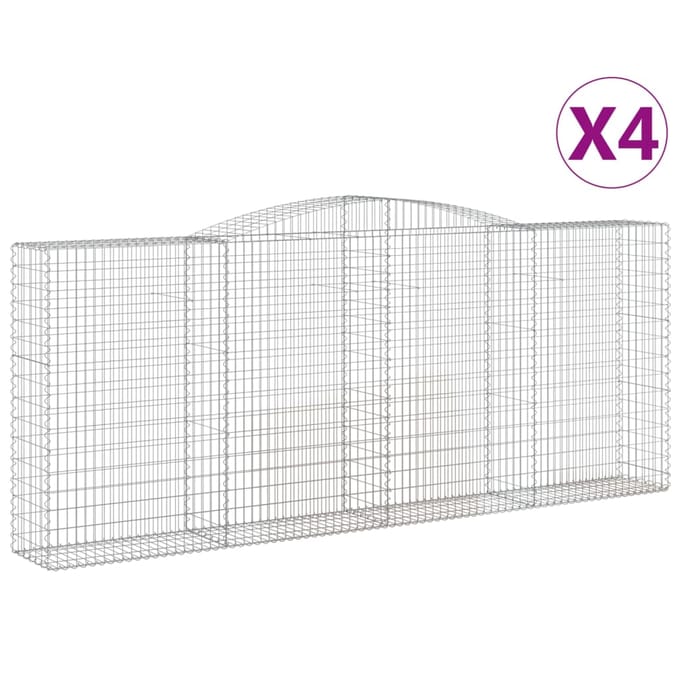 vidaXL - Schanskorven - 4 - st - gewelfd - 400x50x160/180 - cm - ijzer