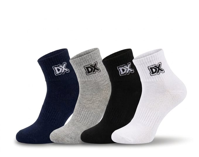 4 paar Badstof Quarter Sneakersokken - Donex - Maat 43-45