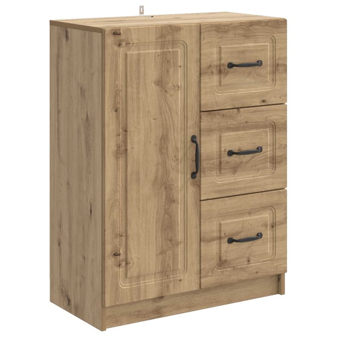 vidaXL - Dressoir - Artisanaal - eiken - 66 - x - 34,5 - x - 87 - cm - Bewerkt - hout