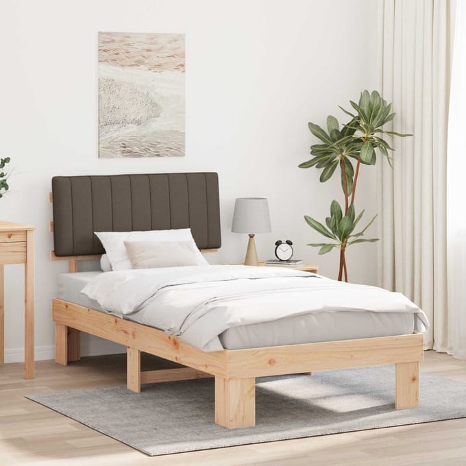 vidaXL - Bedframe - met - Gevoerde - Hoofdbord - Taupe - 100 - x - 200 - cm
