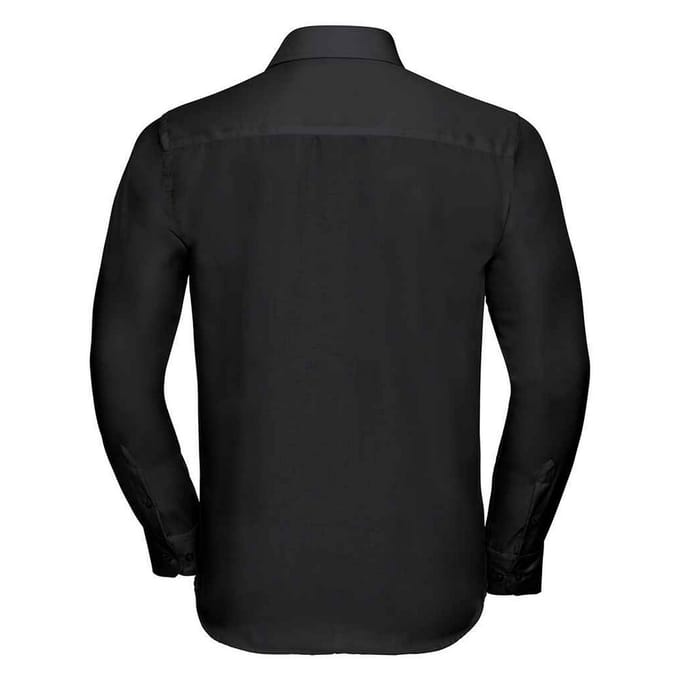 Russell Collection Heren Ultimate Getailleerd Overhemd met Lange Mouwen (Zwart)