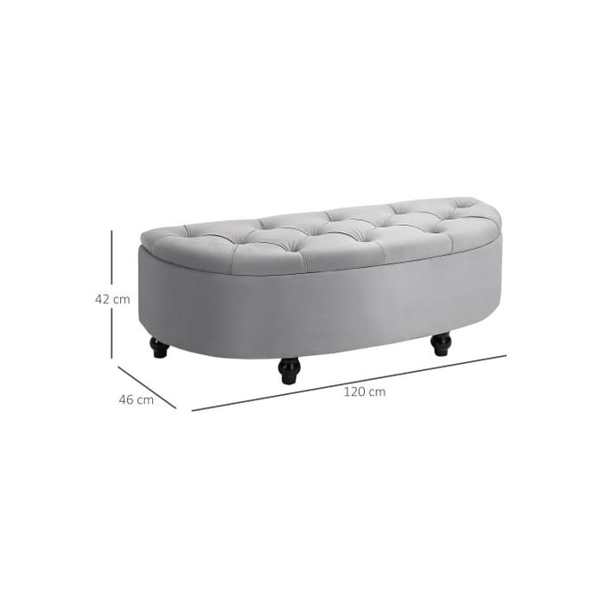 Opbergbank - MUVOE - Grijze fluwelen kruk - 2-in-1 - Maximaal comfort - Klassieke stijl grijs