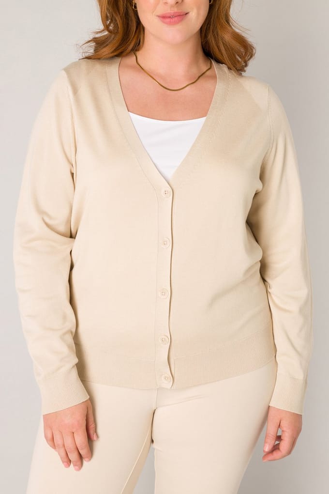 BASE LEVEL CURVY Yvonne Vest - Light Beige - maat 2(50)