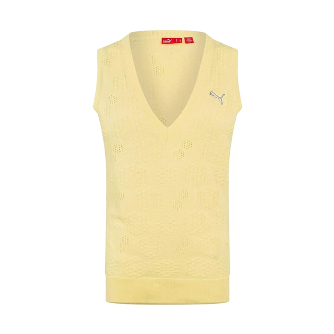 Puma Geborduurde Logo Gebreide Mouwloze Vest Top Dames/Dames (Geel)
