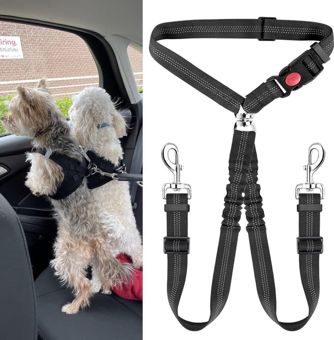 Verstelbare Dubbele Hond Veiligheidsgordel voor in de Auto