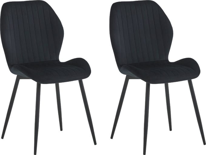 Colenis® - Sunny Eetkamerstoel - Set Van 2 - Zwart - Velvet - Industrieel