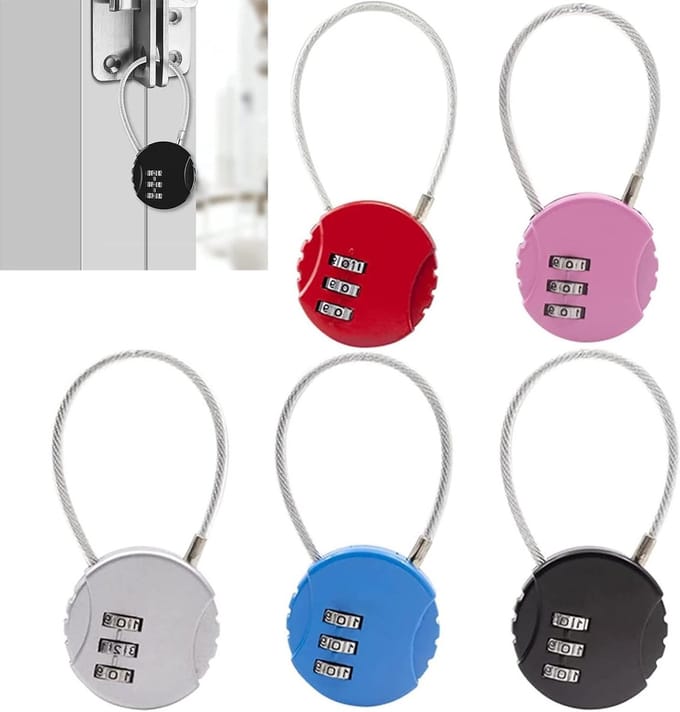 Set van 5 Resetbare Combinatielocks met Cijfercode voor Bagage, Deuren en Kluisjes - 3 Digitale Code Padlocks voor Veiligheid en Bescherming