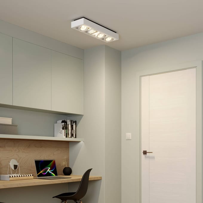 Arcchio - plafondlamp - 4lichts - Aluminium, metaal - H: 9 cm - GU10 - wit