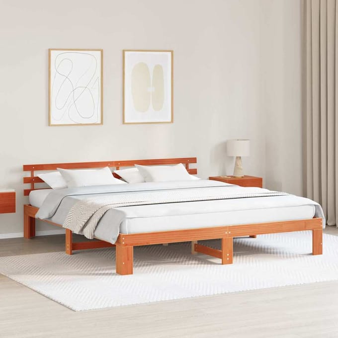 vidaXL - Bedframe - Wasbruin - 200 - x - 200 - cm - Massief - grenenhout