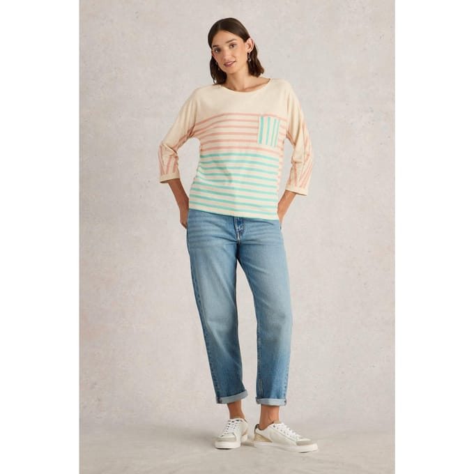 White Stuff Demi Dolman Natural Multi Taglia: 12 | Maglie a manica lunga Outlet | Donna