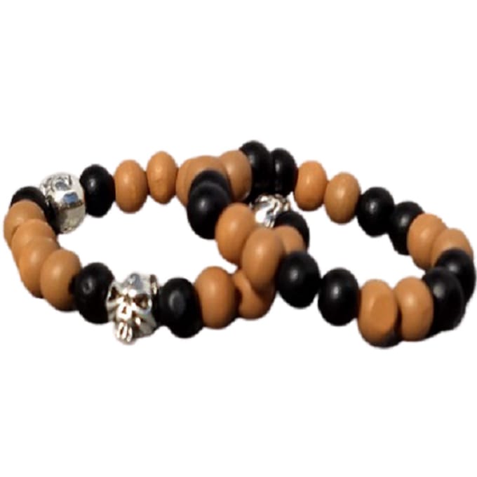 Armband-beads skull brown