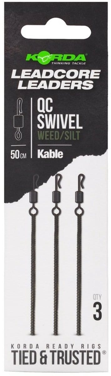 Kable Leadcore Leader QC Swivel Weed 50cm Korda