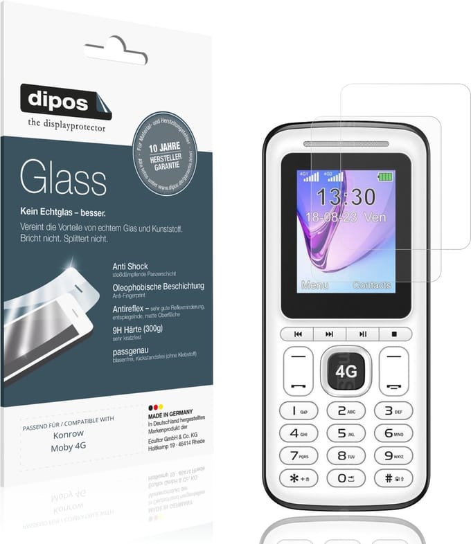 dipos – 2x Matte Pantserfolie geschikt voor Konrow Moby 4G | 9H Screenprotector