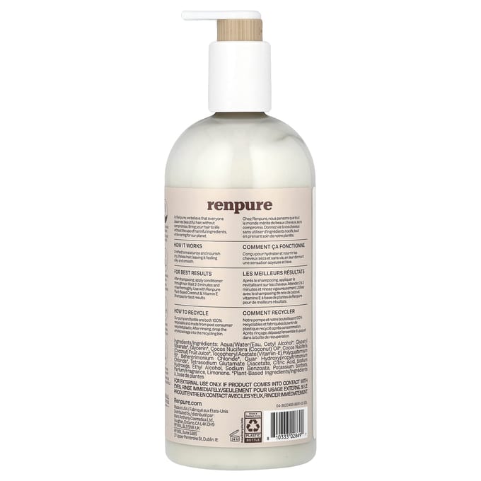 Renpure, Après-shampooing Noix de Coco et Vitamine E, 24 fl oz (710 ml) white
