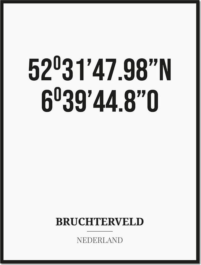 Poster/kaart BRUCHTERVELD met coördinaten