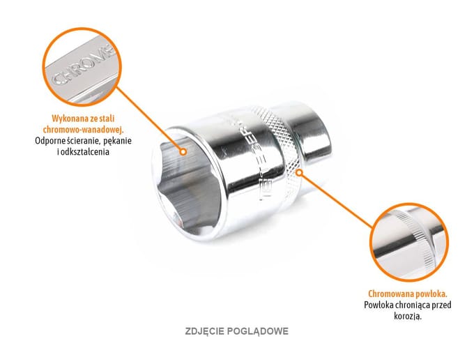 Dopsleutel 3/4" 34 mm zeskant CRV staal - TEGER T-W-KNS510