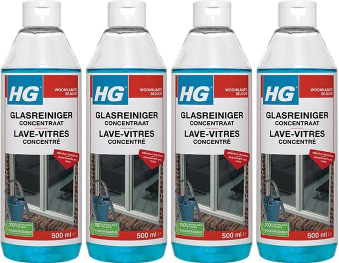 HG Glasreiniger Concentraat 4-pack met KD spons