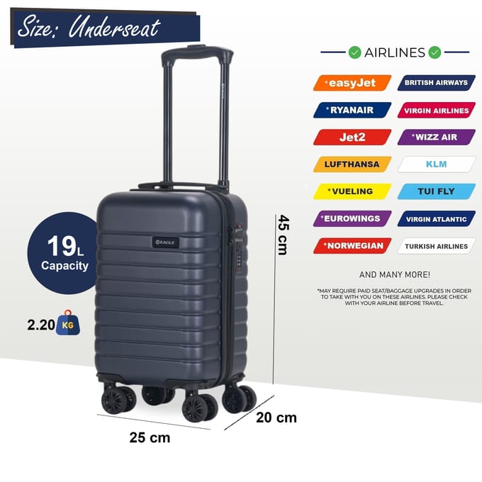 ABS Hardshell Onderstoel Cabinekoffer 45 x 25 x 20 cm Bagage Geschikt voor Rynair