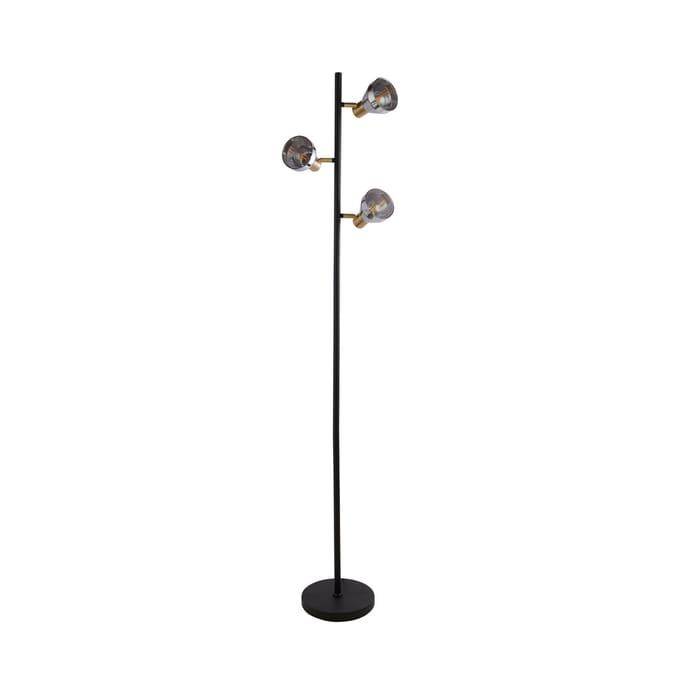 Searchlight Classy 3-lamps vloerlamp, gerookt glas