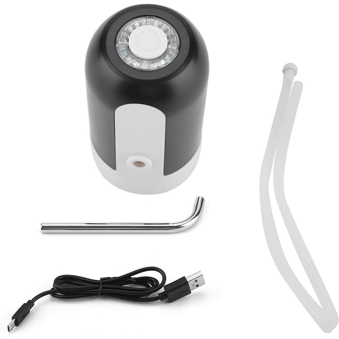 Pompe à eau embouteillée à lumière LED portable, distributeur rechargeable par USB pour la maison et le bureau (Noir) noir