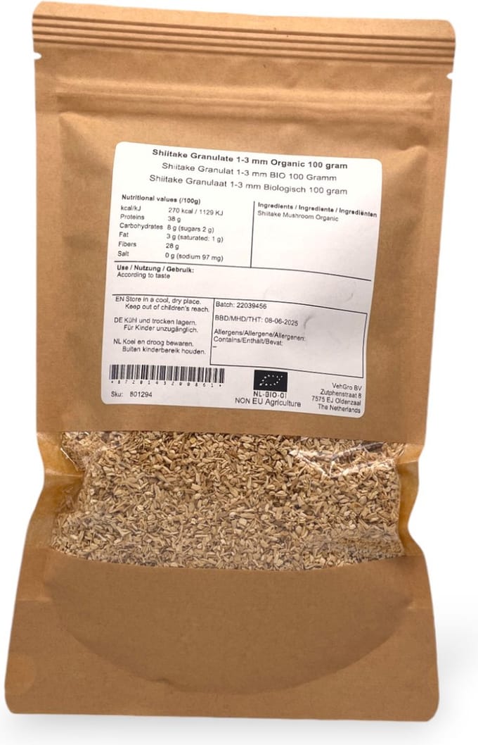 Shiitake Granulaat 1-3 mm - 100 gram - VehGro