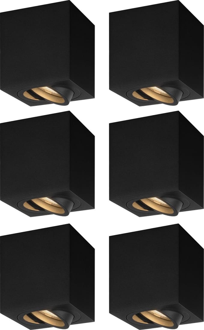 Ledvion - 6X LED Opbouwspots - Dimbaar - 3W - 2700K - Zwart